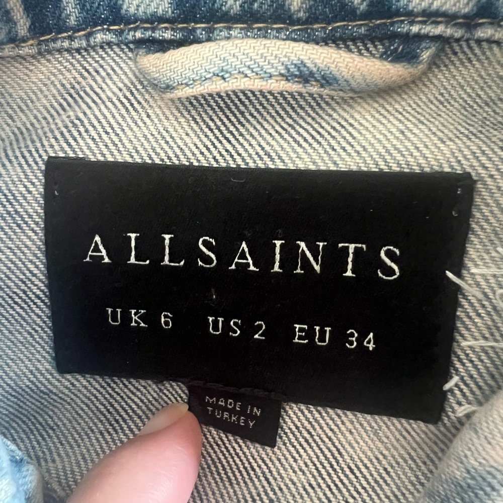 AllSaints Floral Embellished Denim Jean Jacket Monty Size 2 NWOT - Picture 5 of 10
